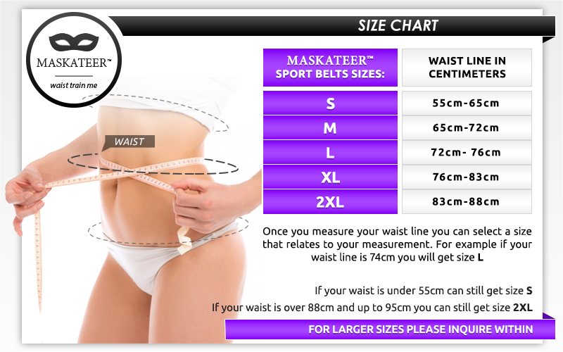 Size Chart MASKATEER Active Me Sports Belt