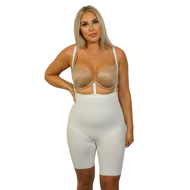 MASKATEER GLAM LINE Bodysuit with straps, white colour, high-compression, slim look