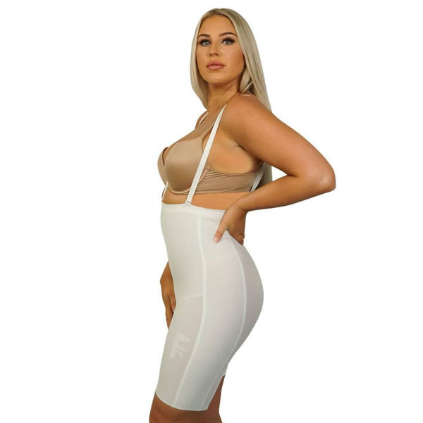 MASKATEER GLAM LINE Bodysuit with straps, white colour, high-compression, slim look
